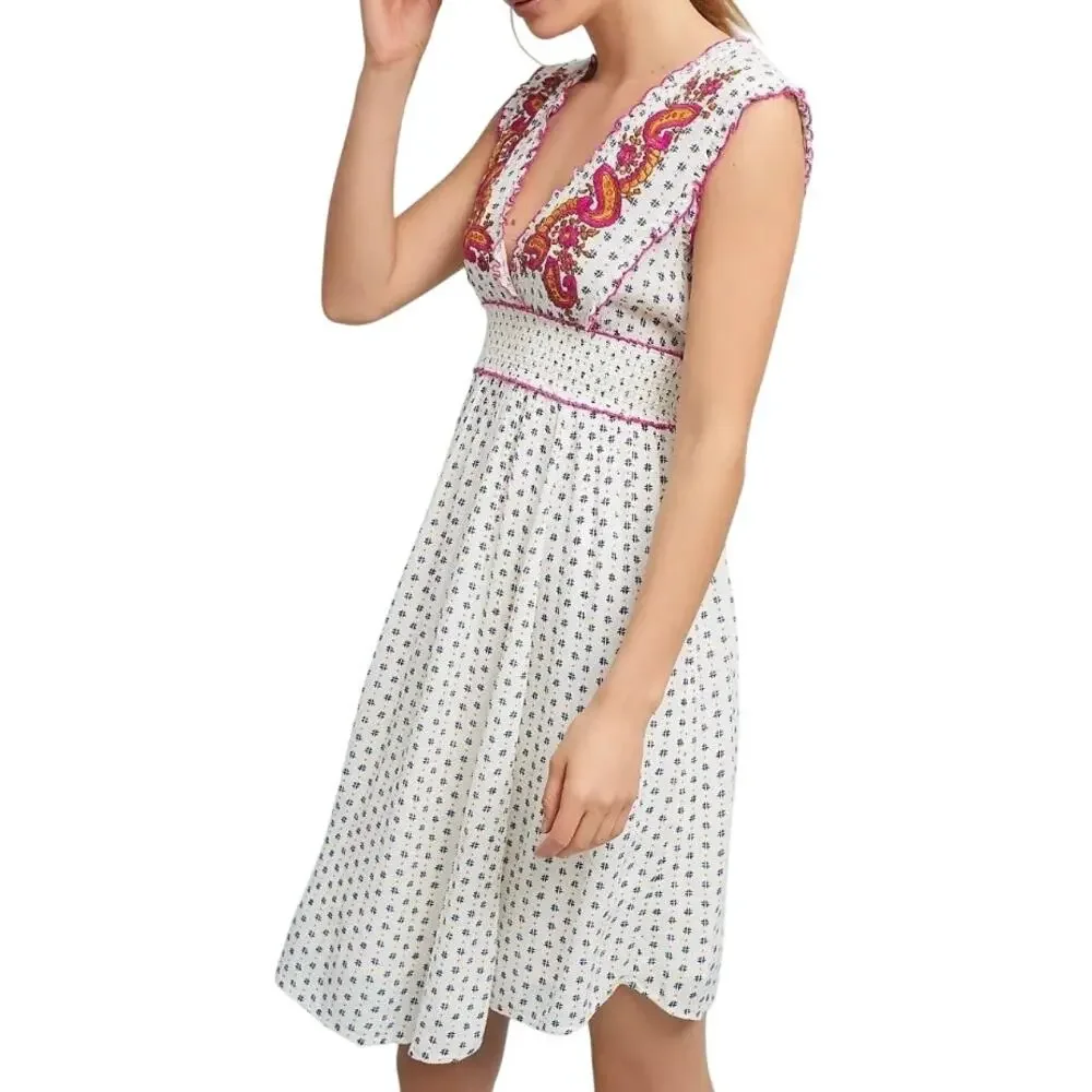 LILKA by ANTHROPOLOGIE Maggie Embroidered Paisley Vneck Dress MEDIUM Flowy Boho - Picture 1 of 7